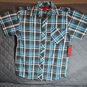 Montage Plaid Button Down Boys Shirt sz Small